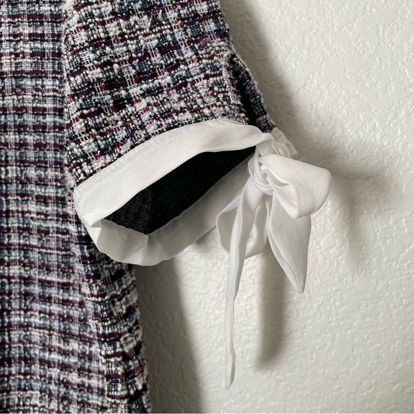 Misia woman’s faux 2 in one tweed blouse top M petter pan collar preppy feminine - Picture 4 of 13